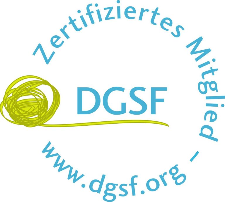 Logo DGSF Logo der DGfS mit dem Text "Zertifiziertes Mitglied" und der Webseite www.dgsf.org.